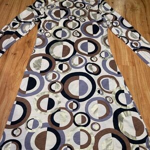 Black and White Long Sleeve Turtleneck Sheath Dress